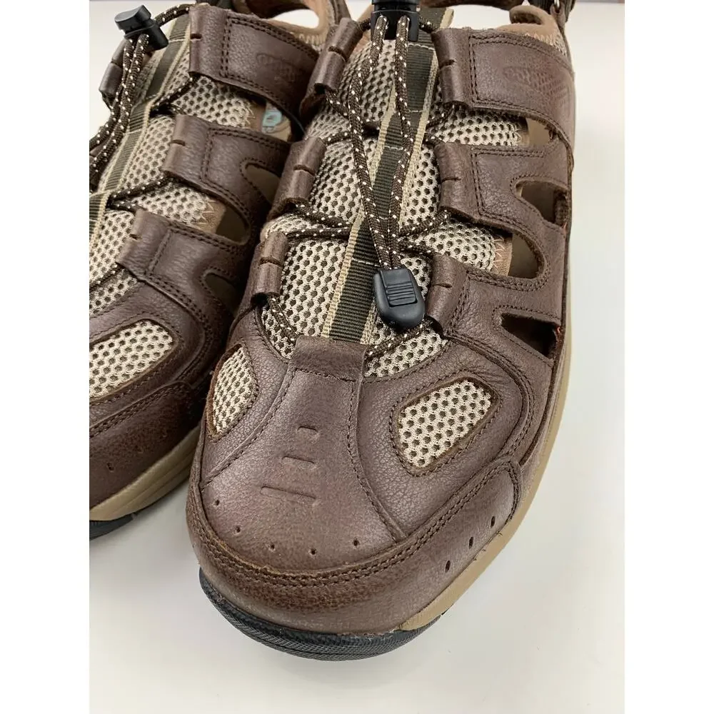 Orthofeet Sandals Fisherman Closed Toe Brown Leather Comfort 593 Mens 12 4E Wide